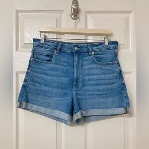 American Eagle High Waisted Mom Jean Shorts 12 Denim Jorts Summer Coastal Beach